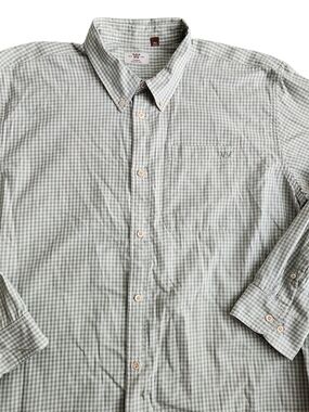 King Ranch Main House Button Down Western Shirt Men's 2XL Green Gingham Plaid